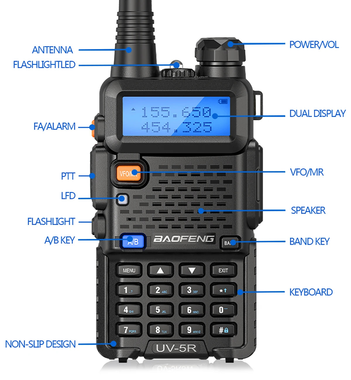 Walkie Talkie, UV 5R 5W 8W Dual Band Ham Two Way Radio, Vhf Uhf FM Radio, Handheld Transceiver, Hunting 16KM, BAOFENG