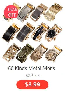 60 Kinds Metal Mens Relacement Belt Buckles Button Sliding Buckle Without Belt Black Gold Blue for 3.5 cm Ratchet Belts ONLY