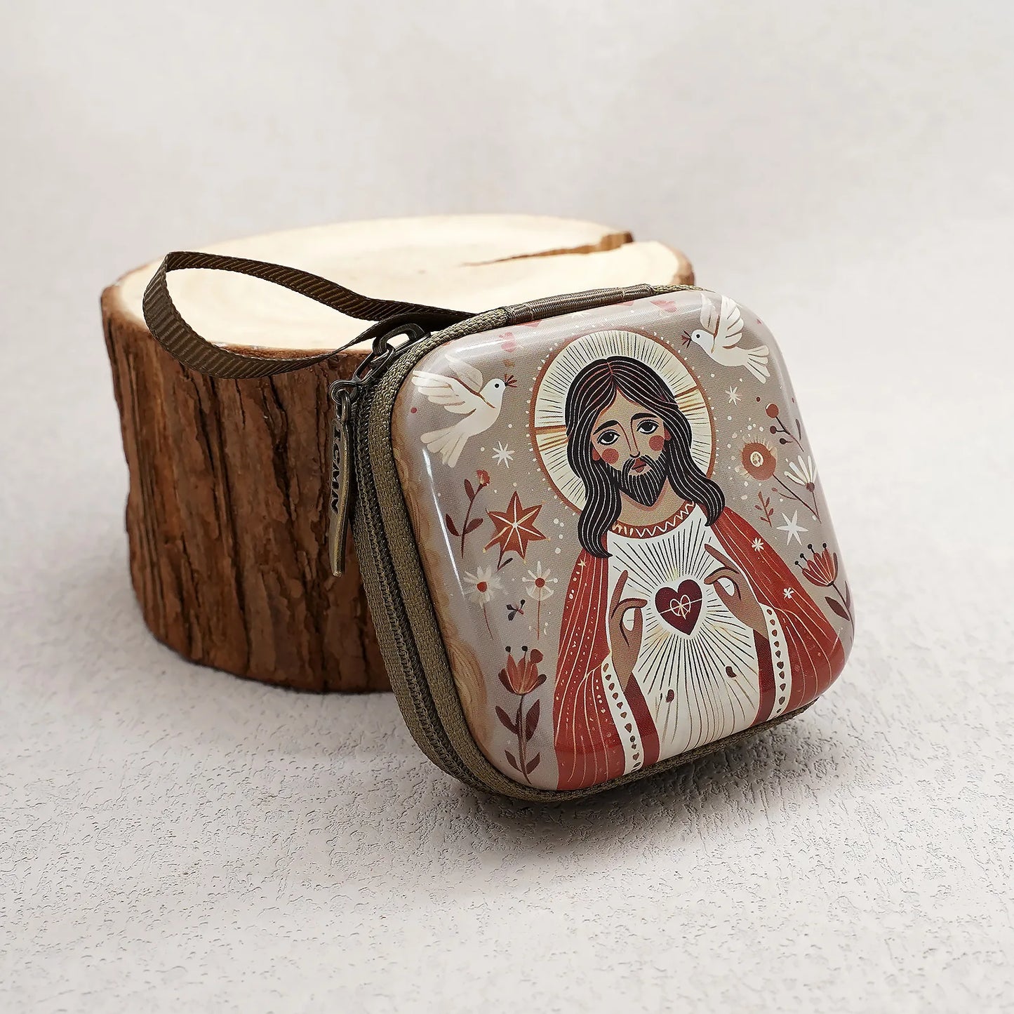 7x7cm, Virgin Mary Jesus Prayer Rosary Bag, Religious Jewelry Storage Box, Articulos Religiosos Catolico