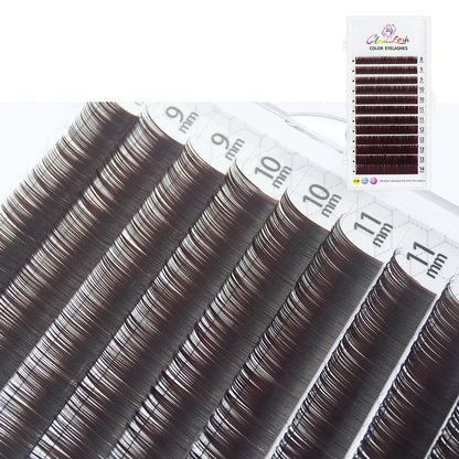 GLAMLASH Colored Lashes Lake Blue/Lavender/Cinnamon/Dark Green/Matcha Grey Individual Natural False Colorful Eyelash Extension