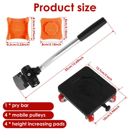 Juego de rodillos para mover muebles, transportador, herramienta de elevación de muebles de servicio pesado, herramienta de rodillos deslizantes para transportador de muebles