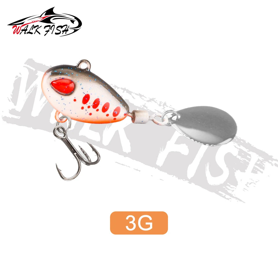 WALK FISH Sinking 3g-21g VIB Lure Spoon Spinner Fishing Bait Wobblers Metal Jig Rotating Sequin Tail Far Casting For Sea Bass