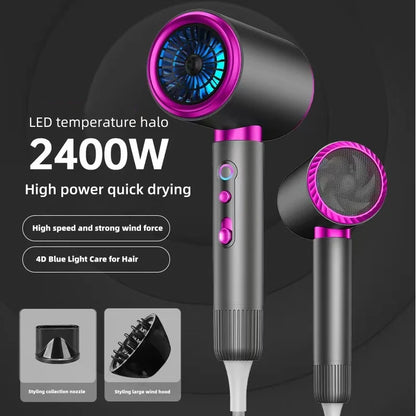 2026 New High-Speed Hair Dryer 2400W High-Power Blue Negative Ion Ultra Quiet Hair Salon Home Hair Dryer US/EU/UK/AU Plug