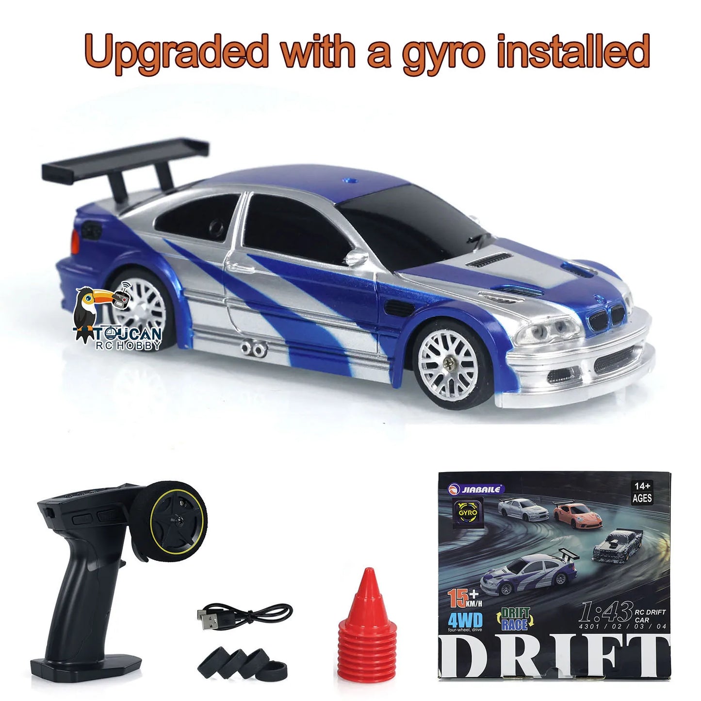 New RC Drift Car, Upgraded Gyro 1/43 Racing RTR 4WD Four-wheel Drive High Speed Radio Control Model 2.4g, Drift Race Car Mini Gift