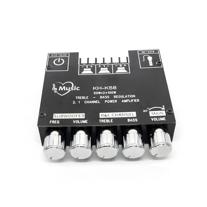 2.1 Channel Bluetooth 5.0 Subwoofer Amplifier Board 50W x 2 + 100W Power Audio Stereo Amplifier Board Bass AMP AUX