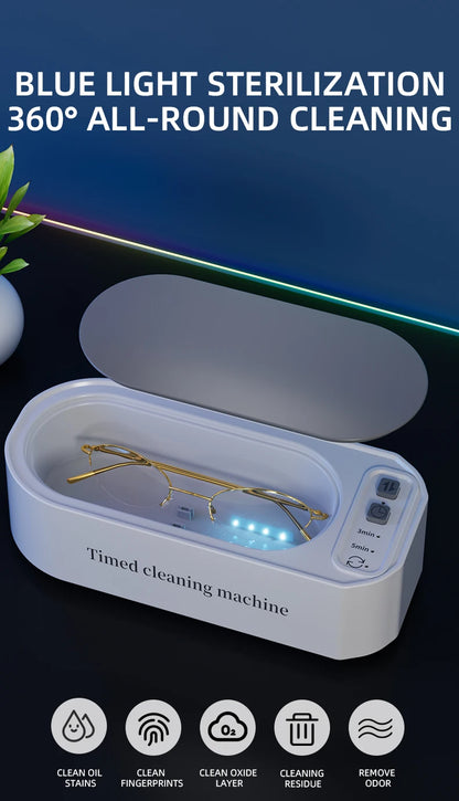 Ultrasonic Glasses Cleaner, 50KHz Contact Lens Cleaner, Household Timer Jewelry Toothbrush Cleaner, Brush Dentures, New MIJIA