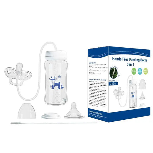 3-in-1 Hands-Free 300ML Wide-neck Baby Bottle, Milk Storage Bottle, Pacifier, Multi-Function Anti-Drop Gravity Ball Feeding Bottle
