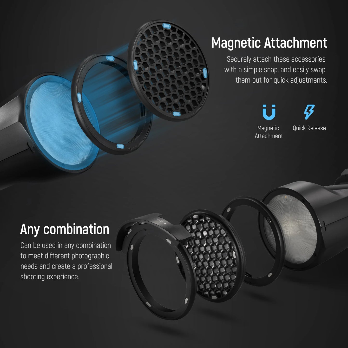 NEEWER CRM2 Magnetic Accessories Kit for Round Head Flash Z1-C Z1-N Z1-S Z2-C Z2-N Z2-S Compatible with Godox V1 Speedlites