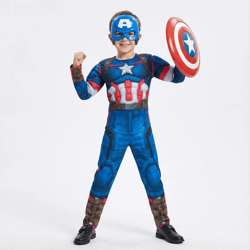 Boys Girls Superhero Costume Movie Characters Cosplay Jumpsuit with Halloween Mask Party Cosplay Outfit for Holiday Dress Up