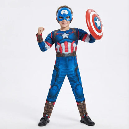 Boys Girls Superhero Costume Movie Characters Cosplay Jumpsuit with Halloween Mask Party Cosplay Outfit for Holiday Dress Up