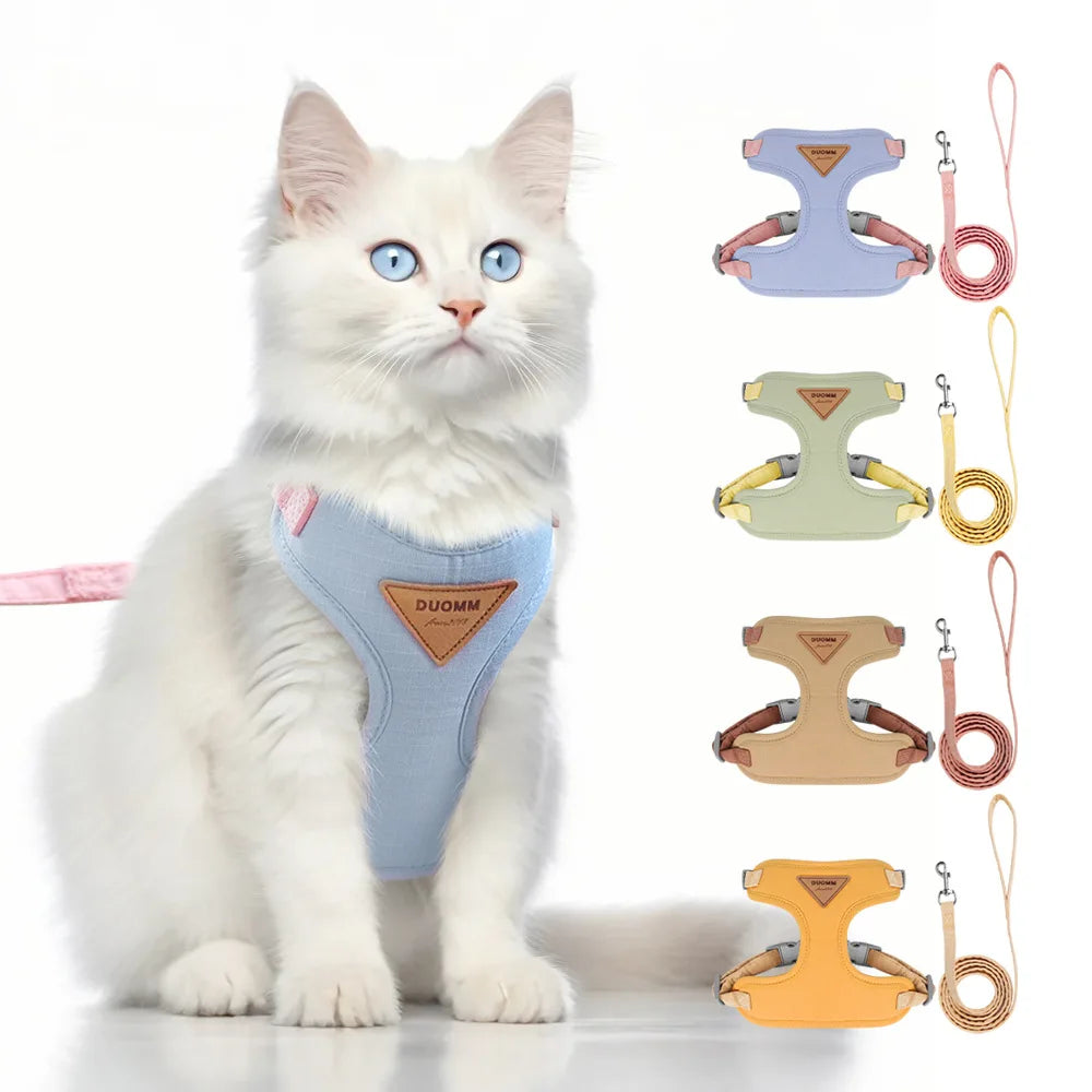 Escape Proof Cat Harness with Leash, Adjustable Soft Vest, Pet Walking Set for Outdoor, Kitty Safety No Pull Comfort Design