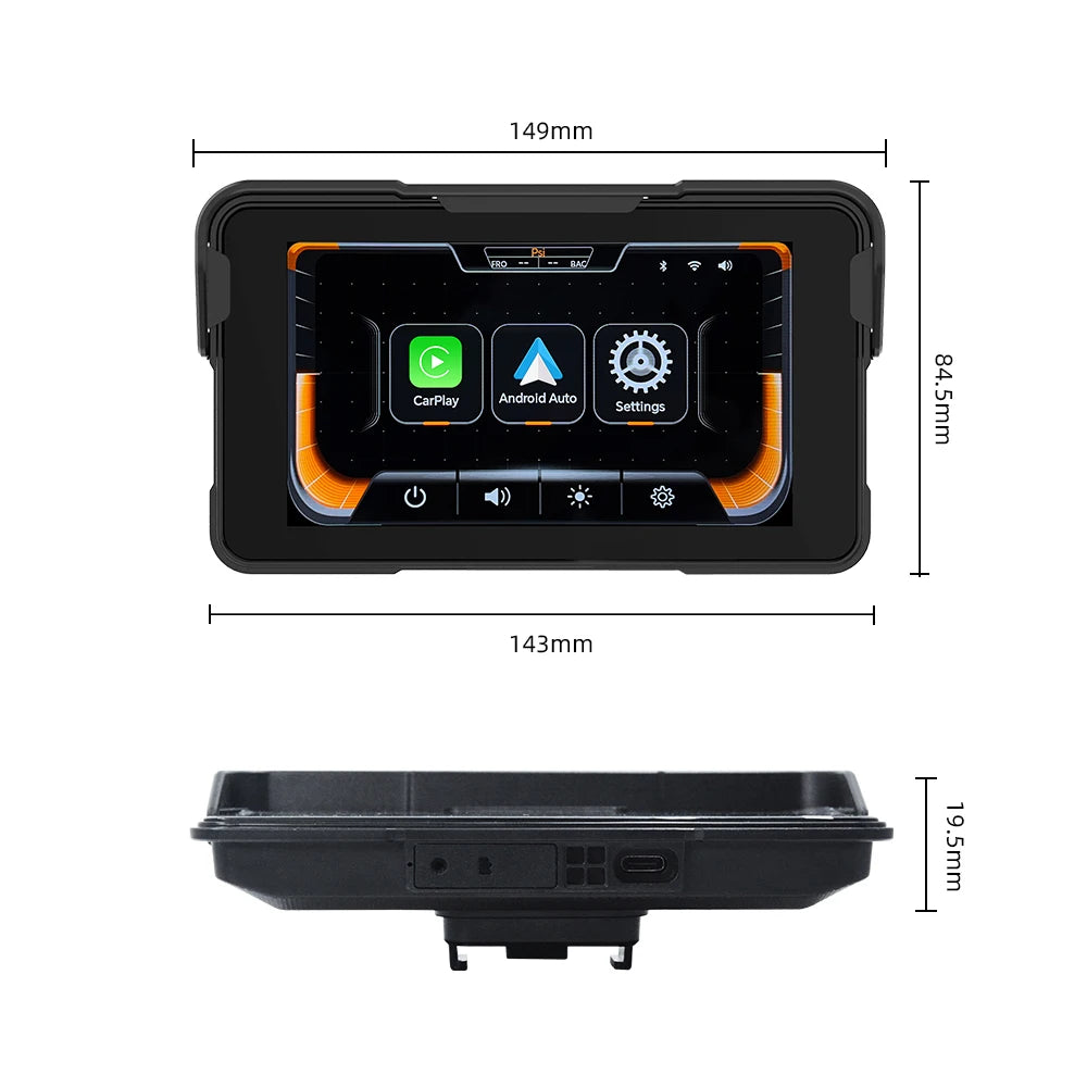 EKIY 5 inch GPS Navigation Motorcycle Wireless Carplay Android Auto IPX67 Waterproof Portable Screen BT Moto Motorbike Monitor