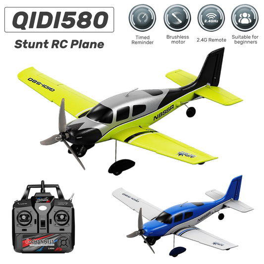 Stunt RC Glider Plane, 4CH 2.4G Remote Control, Brushless Aircraft EPP Foam Fixed Wing Airplane Model Toys for Children, QIDI580