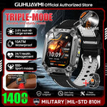 2026 New Military 1400mAh Battery Smart Watch LED Flashlight 10ATM Waterproof Heart Rate Voice Call Men 120+Sports Smart watchs