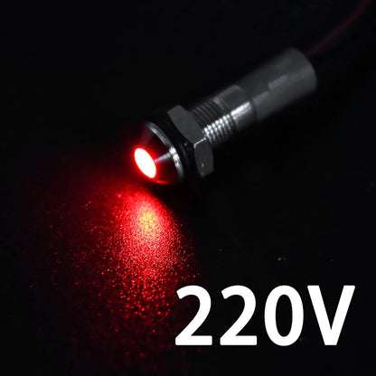 1PC IP65 6mm LED Waterproof Metal Indicator Light Signal Lamp With Wire 5V 12V 24V 220V Red/Yellow/Blue/Green/White Metal Button
