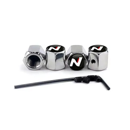4Pcs Car Wheel Tire Valve Caps Air Stem Covers For N Line Sonata Tucson Azera Elantra Veloster Kona Santa Accessories