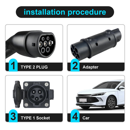 Kolanky 32A 7.2 KW Type 2 to Type 1 Adapter Type 1 to Type 2 Converter Type 2 to GBT Adapter for Charging Electric Vehicles