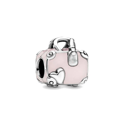 Hot Selling 925 Silver Pink Cake, Dog Paw, Luggage, Cup Bead Pendant Suitable for European Original Bracelet DIY Exquisite Jewelry