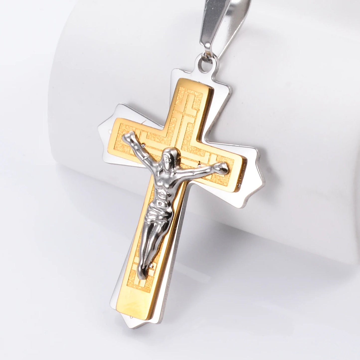 Stainless Steel Cross Pendant Jesus Prayed Fashion Men Women Metal Geometry Punk Gothic Party Jewelry Vintage Gifts