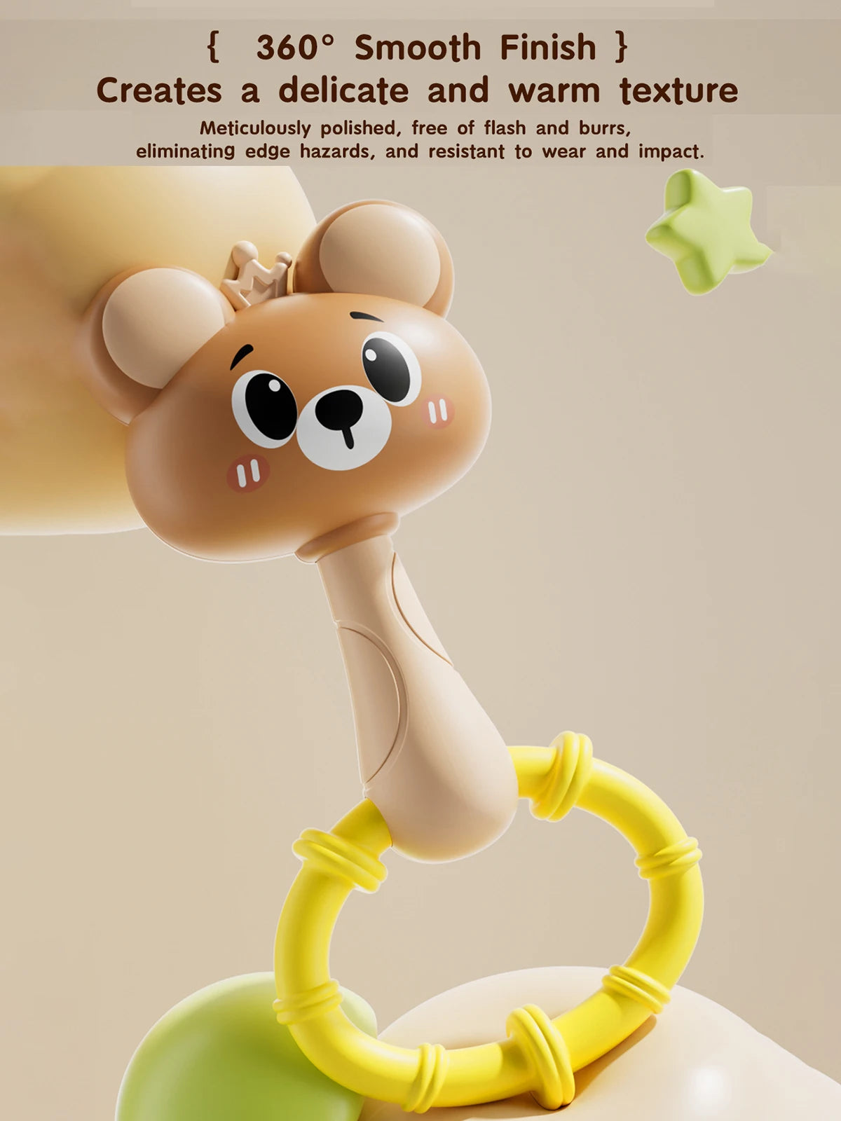Animal Rattle Handbell, Infant Developmental Hand Grip Baby Toys, Cute Animal with Sound for Newborn Teether Gift Handbell