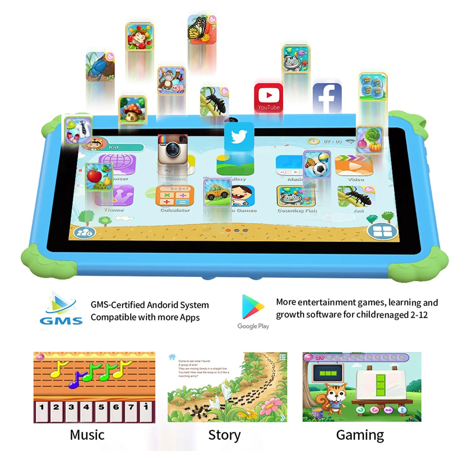 New 5G WiFi Android Tablet Cartoon Pattern 7 Inch Tablet PC Quad Core 4GB RAM 64GB ROM Cheap and Simple Children's Tablets