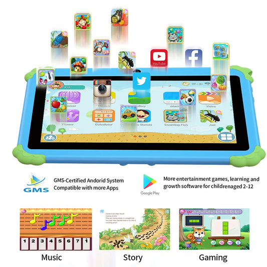 New 5G WiFi Android Tablet Cartoon Pattern 7 Inch Tablet PC Quad Core 4GB RAM 64GB ROM Cheap and Simple Children's Tablets