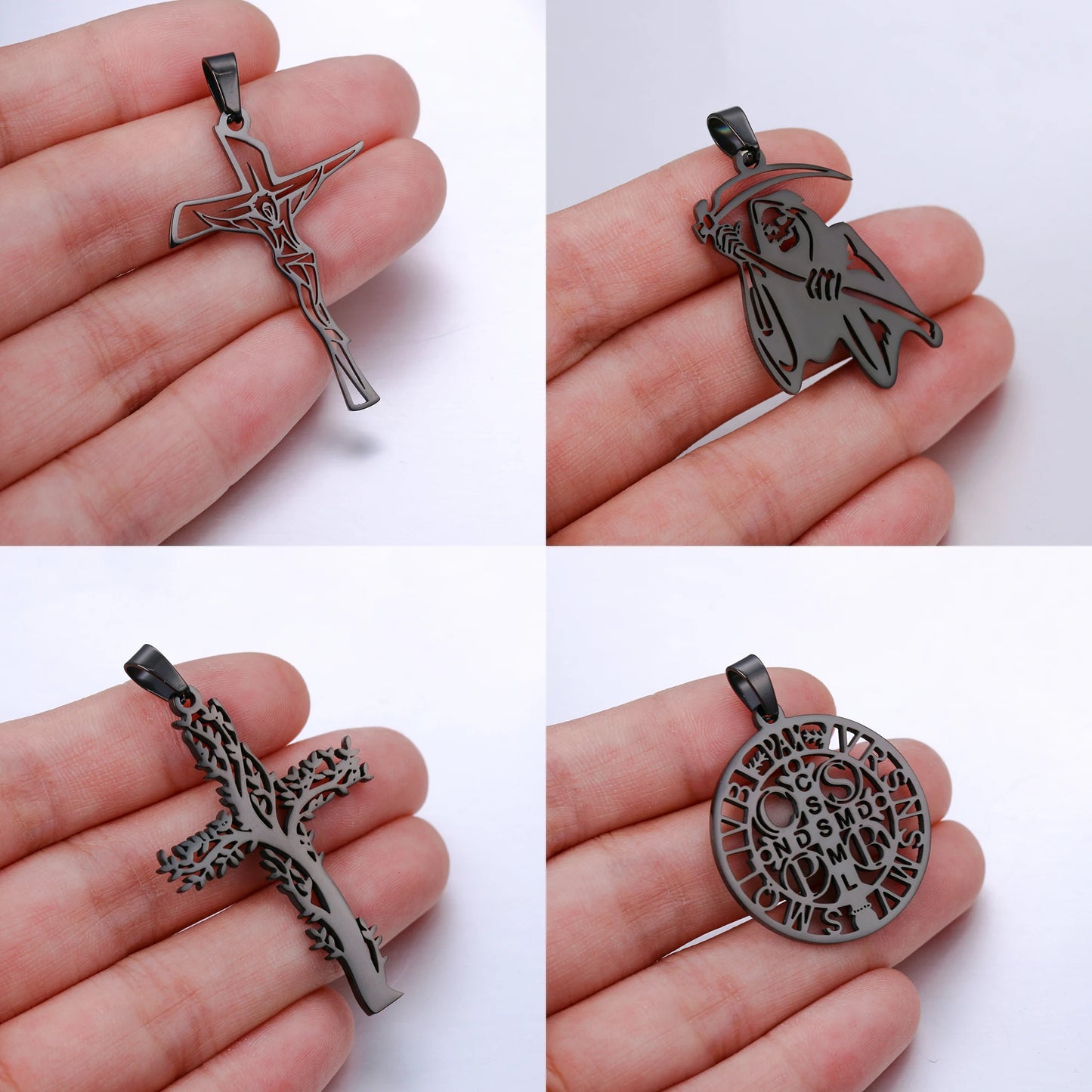 100% Stainless Steel Christian Jesus Cross Pendants Religion Cross Tree of Life Charms For Jewelry Prayer Baptism Gifts