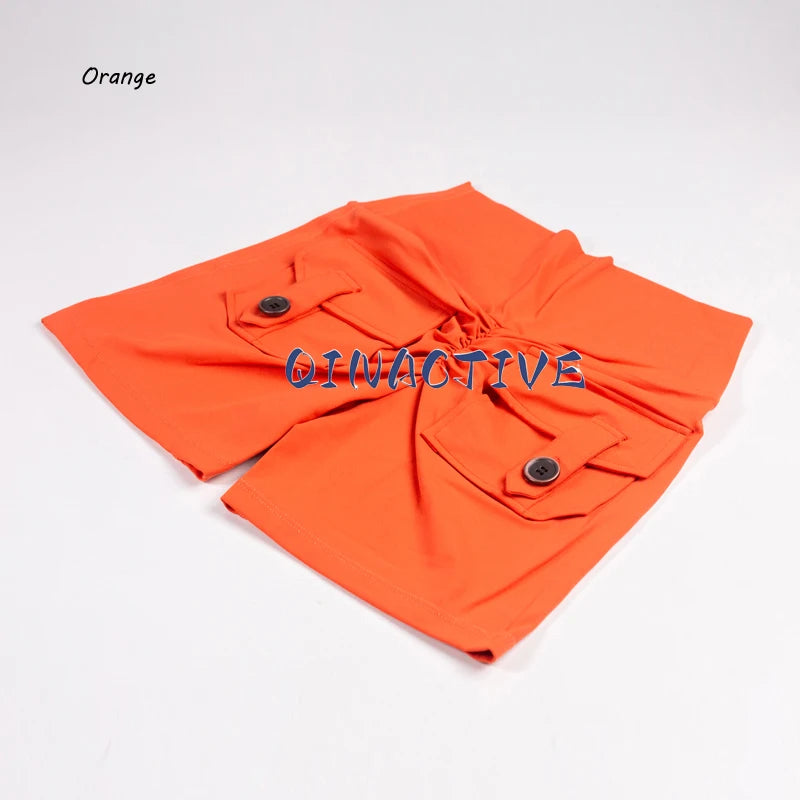 Pantalones Cortos de Yoga QINACTIVE para Mujer con Bolsillos, Fruncidos en los Glúteos, Mallas de Gimnasio de Cintura Alta con Efecto Push Up, Pantalones Cortos Deportivos Sexy para Glúteos, Fitness