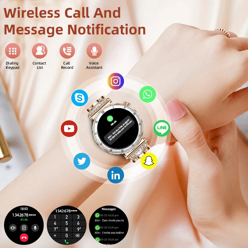 LIGE 1.19"Ultra-Slim AMOLED HD Display Fitness Tracker Smartwatch Bluetooth Call Heart Rate Monitor Waterproof Smart Watch Women