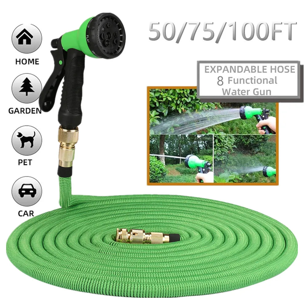 Garden Water Hose Expandable Double Metal Connector High Pressure PVC Reel Magic Water Pipes for Garden Farm Irrigation Car Wash