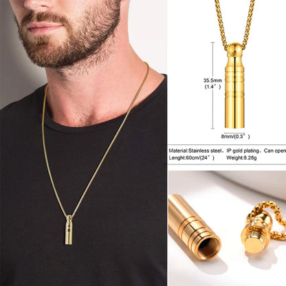 Urn Pendant Necklace for Ashes, Cremation Jewelry, Stainless Steel Urn Jewelry for Men, Ashes Locket Necklace, Memorial Ash