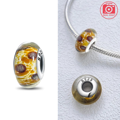 Original 925 Silver Charms Flower Blue Star Green Turtle Glass Beads Fit Bracelet Women DIY Gift Murano Jewelry Accessories