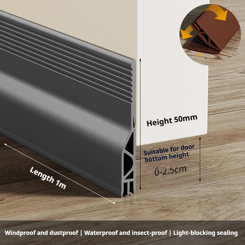 1m Under Door Draft Stopper Weatherstrip 5 Colors Flexible Silicone Rubber Sealing Strip Self-adhesive Window Gap Acoustic Tape