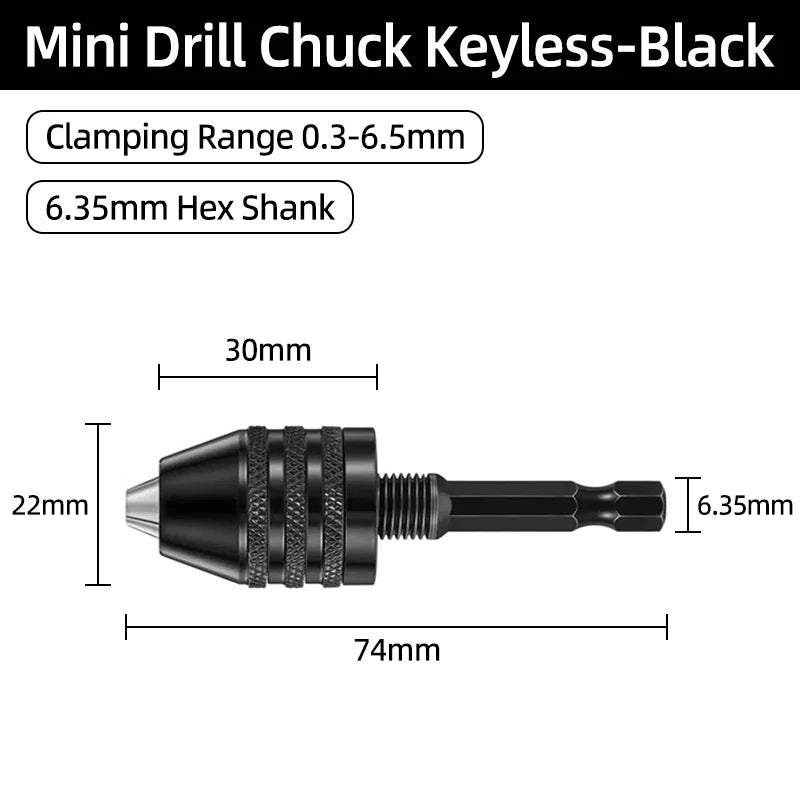 1Pc 1.5-10mm OR 0.8-10mm 1/4" Hex Shank Drill Chuck Keyless Drilling Quick Change Bit Adapter Converter Woodworking Power Tool