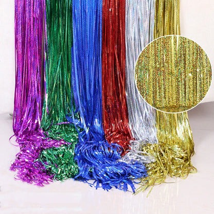2/3M Party Background Wedding Decoration Foil Fringe Curtain Sequin Bachelorette Photo Backdrop Wall Curtain Birthday Baby Shower