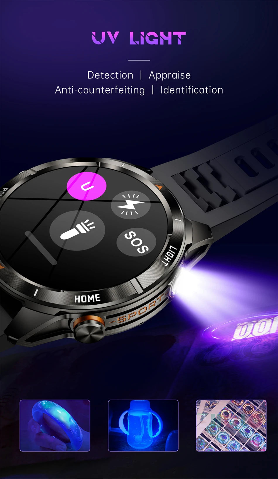 New Outdoor Sport Smart Watch, For Men, 1.46" AMOLED Screen LED, Flashlight, 515mAh Battery, 10ATM Waterproof, Bluetooth Call Smartwatch