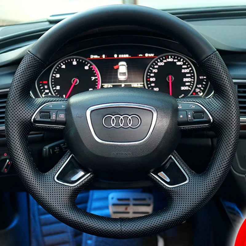Customize DIY Microfiber Leather Car Steering Wheel Cover For Audi Q7 2012-2015 Q3 Q5 2013-2016 A4 (B8) 2014 2015 A6 (C7)