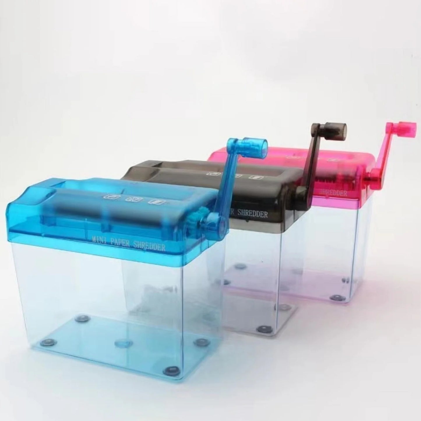 Portable Manual Paper Shredder Easy to Use with Transparent Plastic Window Bin Suitable for Home Office Shelf