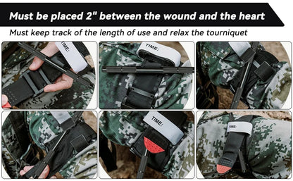 Emergency Tourniquet Tactical Emergency Strap Single Handed Medical First Aid Equipment for Hiking Camping Travel Outdoor Sports