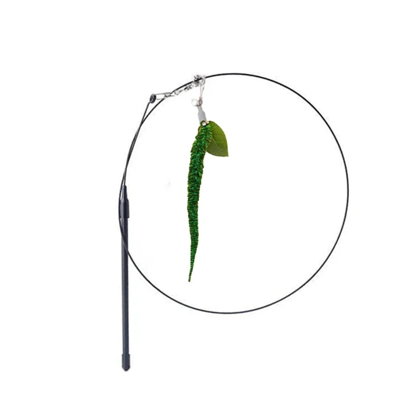 Caterpillar Cat Toy Set, Cat Feather Teaser Wand Toy for Kitten, Cat Dog Plush Worms Interactive Training Playing Stick Pet Toy