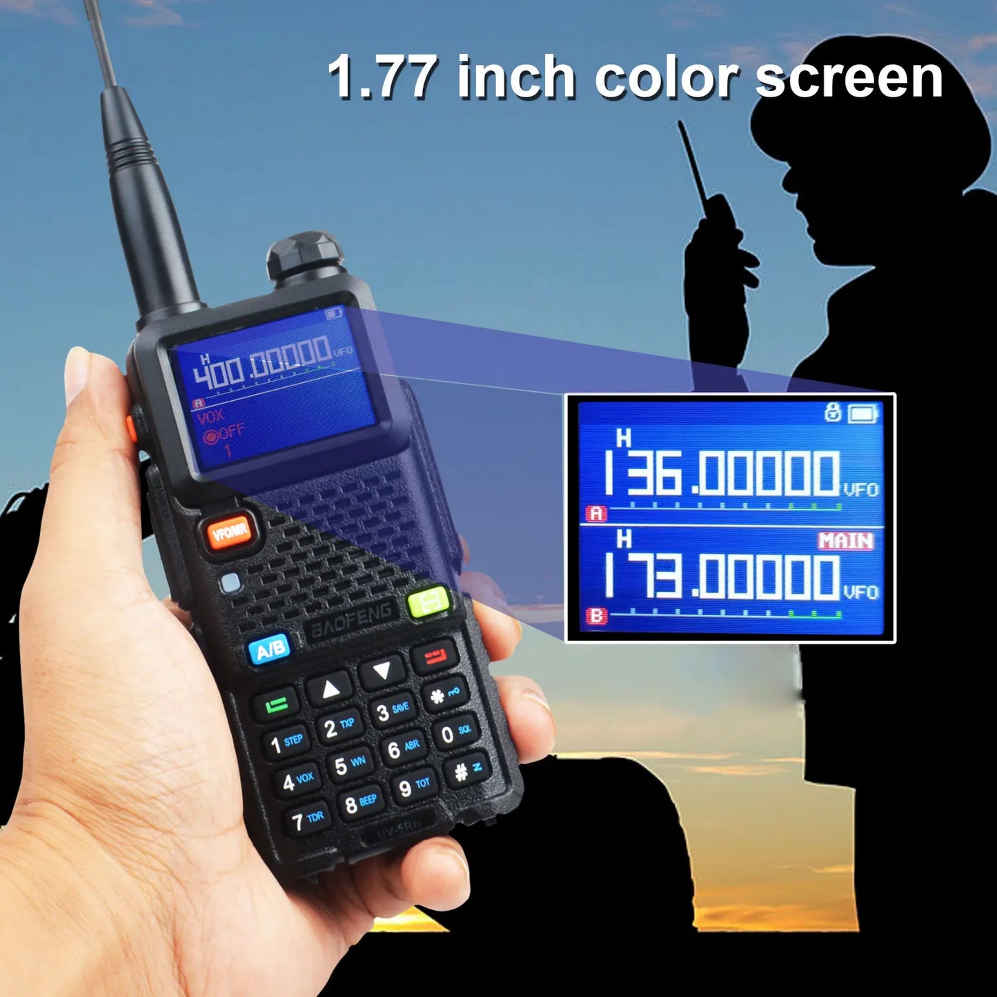 Baofeng UV-5RH Tri-band Walkie Talkie UHF 400-520MHz VHF136-174MHz 200-260MHz Wireless Fast Copy One Channel 7W 999Ch FM Radio