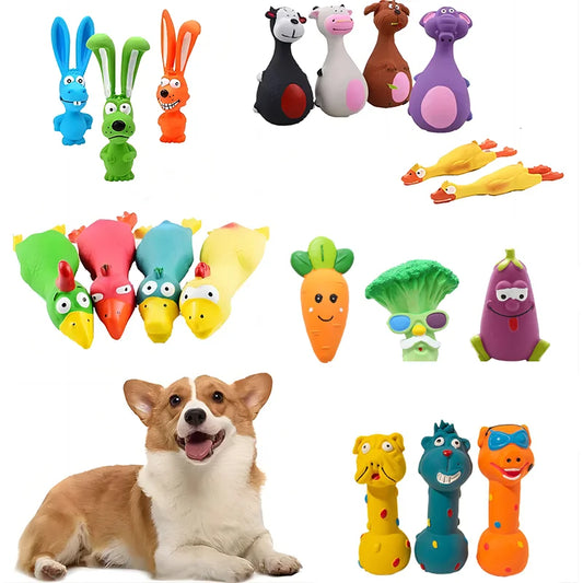 Squeaky Dog Rubber Toys, Bite-Resistant Dog Latex Chew Toy, Animal Shape Puppy Sound Toy, Pet Supplies for Small, Medium, Large Dogs