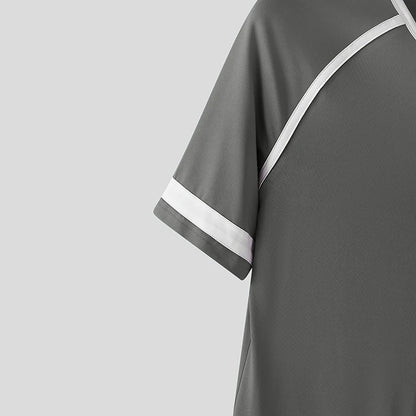 INCERUN Men Bodysuits Patchwork Zipper O-neck Short Sleeve Cozy Male Rompers Playsuits Workout 2025 Fashion Casual Bodysuit Men