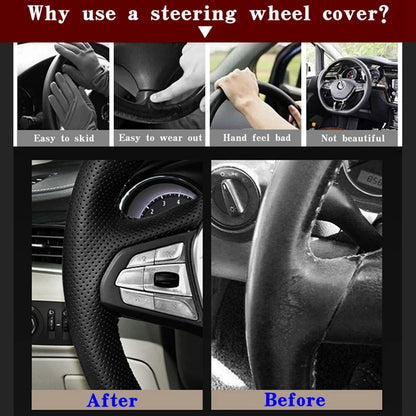 DIY Black Faux Leather Car Steering Wheel Cover For Audi Audi A3 8P Sportback A4 B8 Avant A5 8T A6 C6 A8 D3 Q7 8R Q5 4L S4 S3