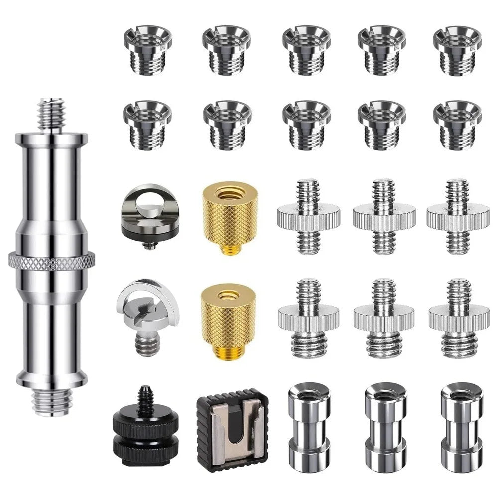 Camera Male to Female Conversion Screw 1/4" 3/8" Inch 20-Thread Fixed Mount Converter for DSLR Light Stand Tripod Ballhead