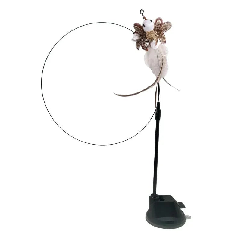 Interactive Cat Toy Hands-Free Cat Stick Playing Kitten Playing Teaser Wand Toy Suction Cup Bird/Feather Cat Wand Pet Supplies