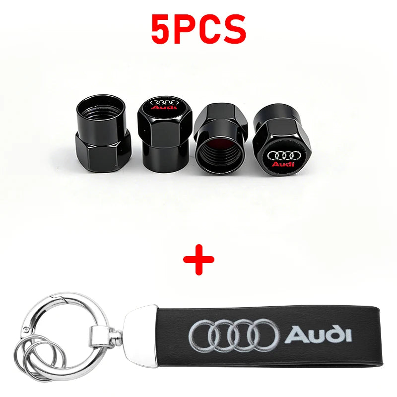 Anti-Rust Car Tire Valve Stem Caps Suede Keychain For Audi Sline A3 A1 A4 A6 B8 A5 B7 C7 A7 A8 B9 B6 C6 R Auto Wheel Accessories