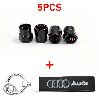 Anti-Rust Car Tire Valve Stem Caps Suede Keychain For Audi Sline A3 A1 A4 A6 B8 A5 B7 C7 A7 A8 B9 B6 C6 R Auto Wheel Accessories