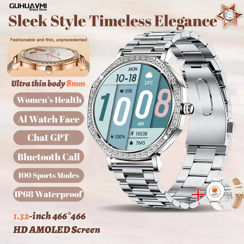 2026 Ultra Thin Women Smart Watch Screen Always Display Time Sports Bracelet Bluetooth Call Fashion Smartwatch Ladies Best Gift