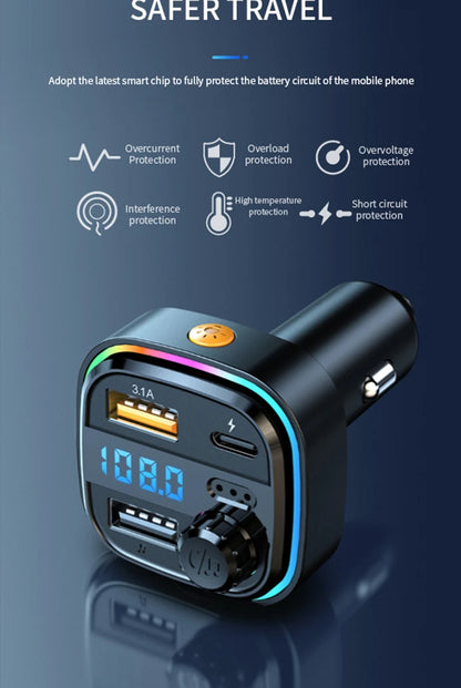 Car MP3 Player FM Transmitter Car Charger Type C Bluetooth 5.0 Handsfree Bluetooth Calling Super Quick Charge Adapter for Car